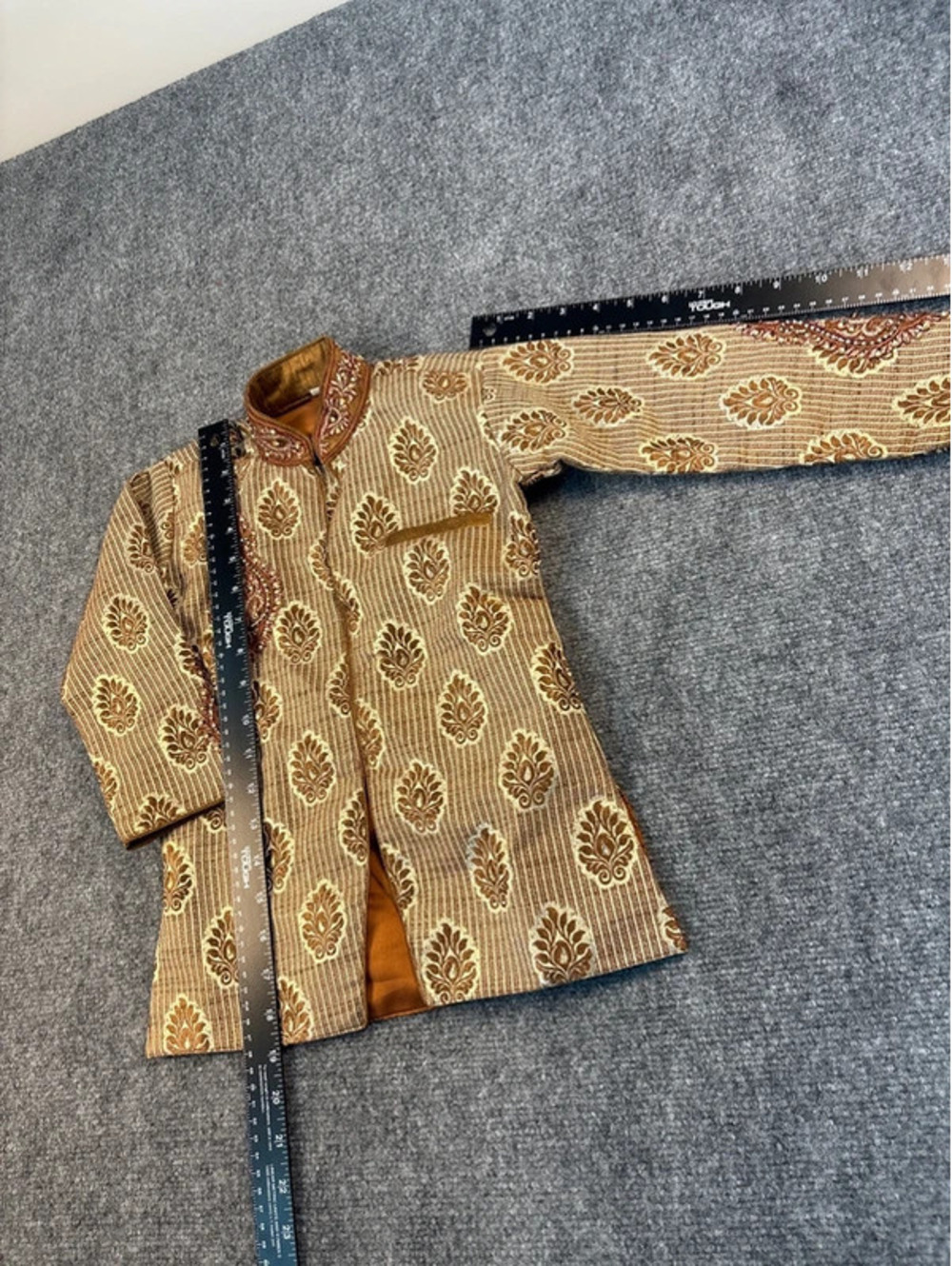 1375 Kids Brown and Gold Long Sleeve Kurta